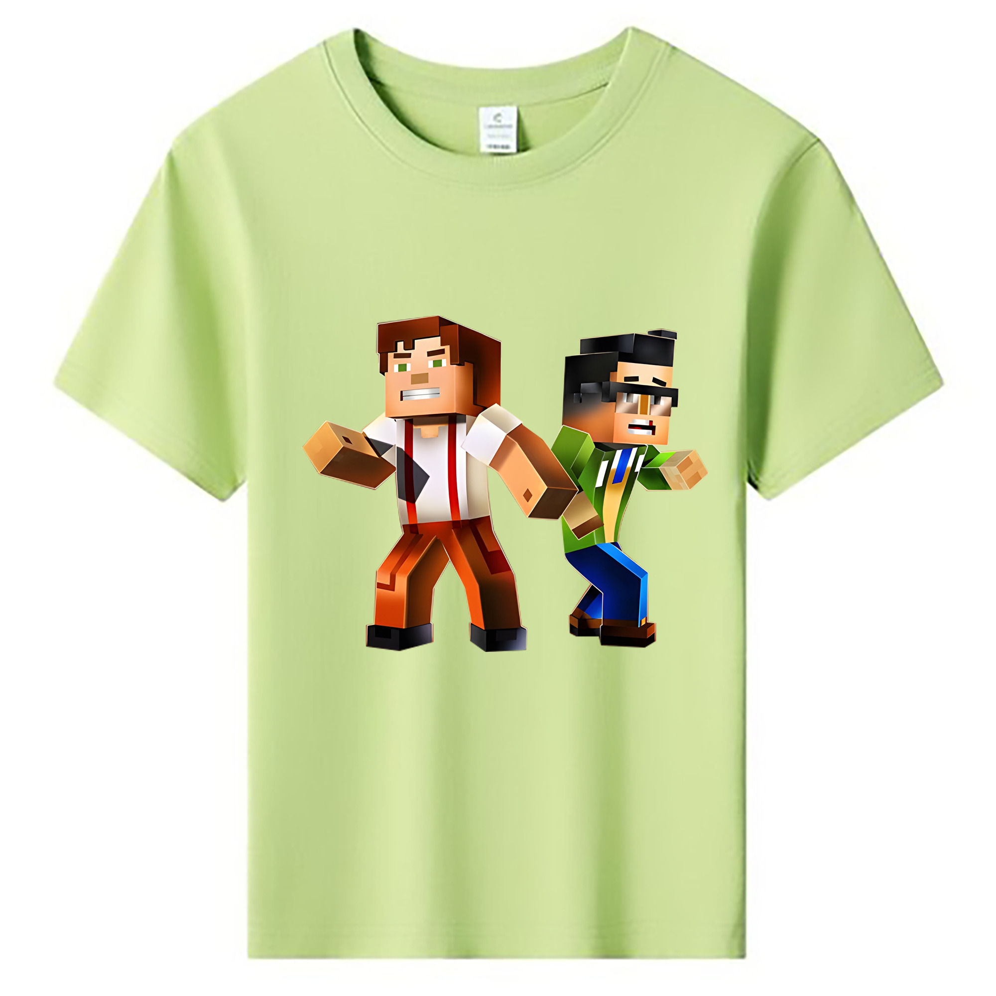 （画像用） マインクラフト ブロックの世界 Minecraft MC Block world 綿100％キッズTシャツ（フロントプリント）